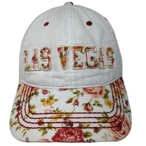 OGM Headwear Baseball Cap White One Size Floral Las Vegas Applique Strapback Hat